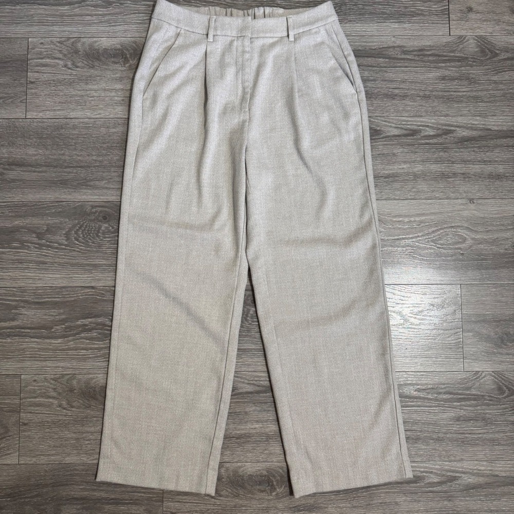Old‎ Navy Womens Beige Herringbone High Waisted Wide Leg Pleated Trousers Size L